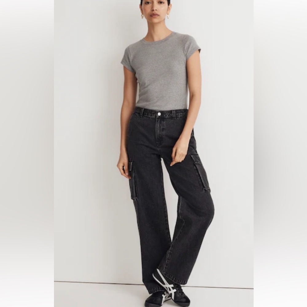 RARE Madewell Low-Slung Straight Cargo Jeans In Ranney Wash Size 25